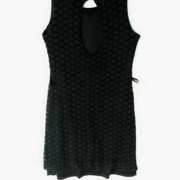 Retro 90's Hippie Black Crochet Polkadot Circles Scoopneck Sundress Monteau S - Picture 4 of 6